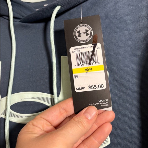 Under Armour Men's Gray Hoodie with White Logo - Picture 3 of 7